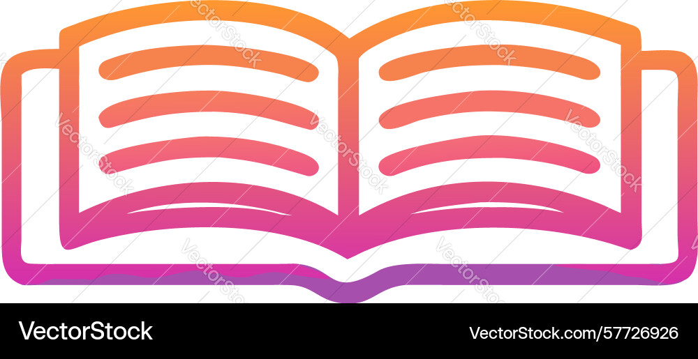 Stylized open book icon with orange gradient text vector image