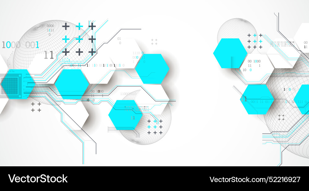 Abstract circuit board background with hexagons Abstract circuit board background with hexagons vector image