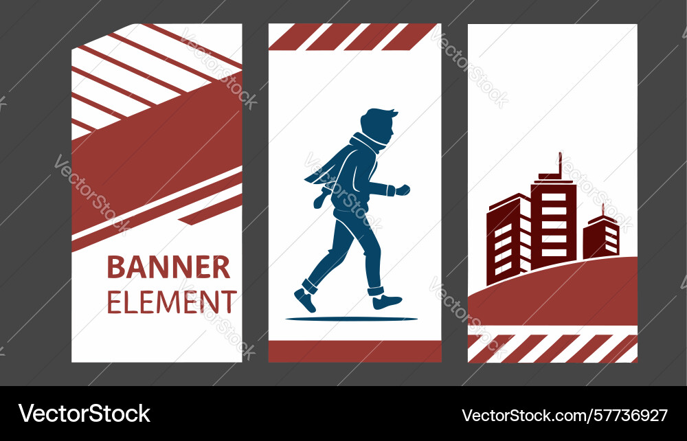 Bold banner element with dynamic person Vector Image