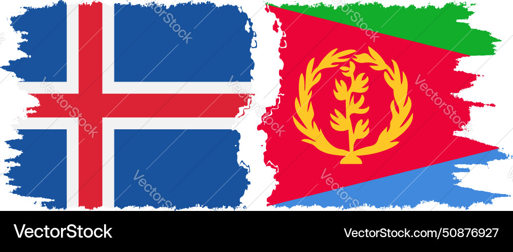 Eritrea und eisland grunge flags verbindung Vektorbild