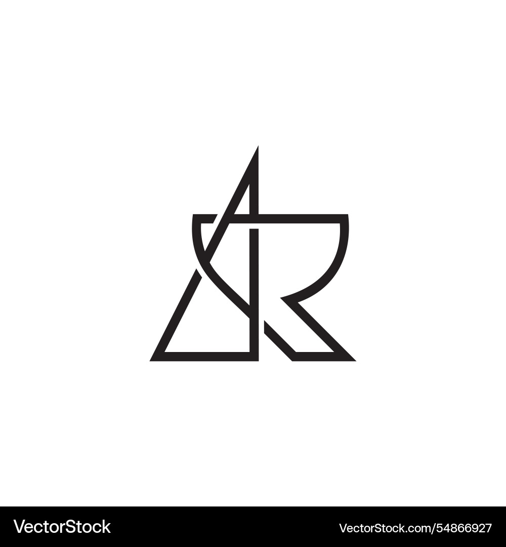 Letters ar linked triangle thin lines overlap vector image