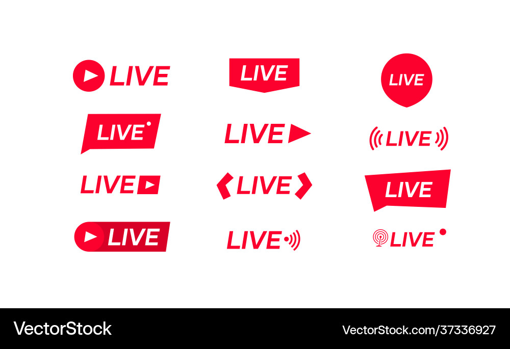 Live Stream Icons - Red Buttons vector image