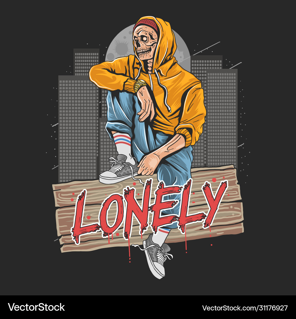Lonely Zombie in Cityscape Vector Image