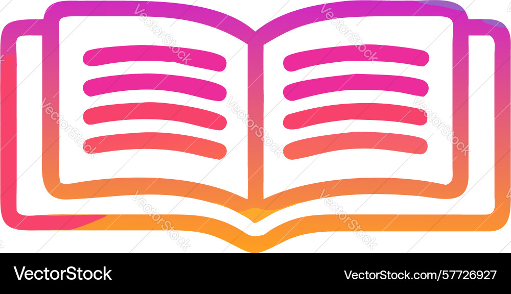 Open book icon with gradient pages and text lines Vector Image