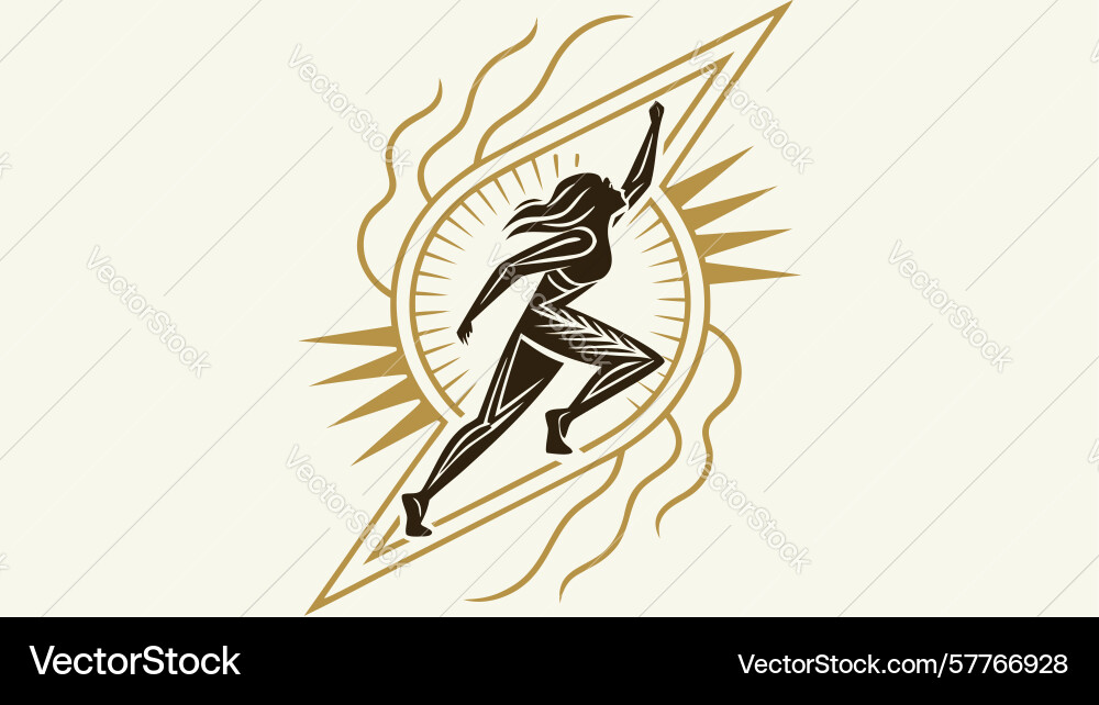 Dynamic runner emblem with starburst power design Vector Image