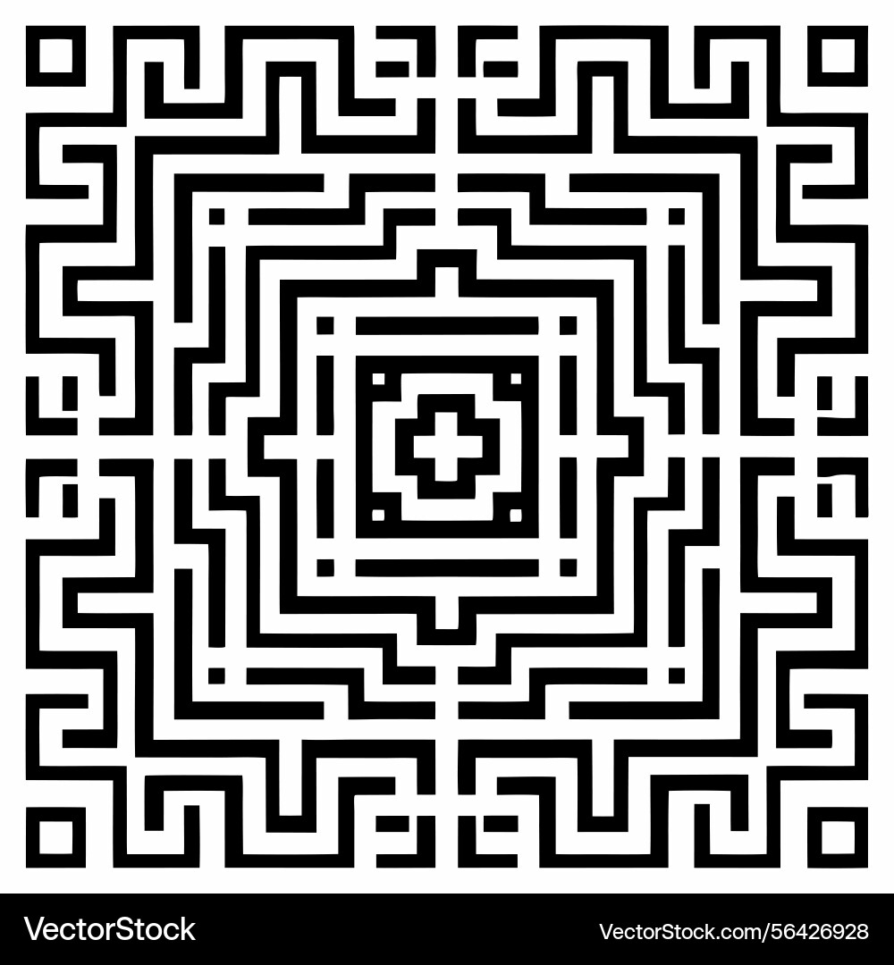 Geometric pattern black and white maze style Vector Image