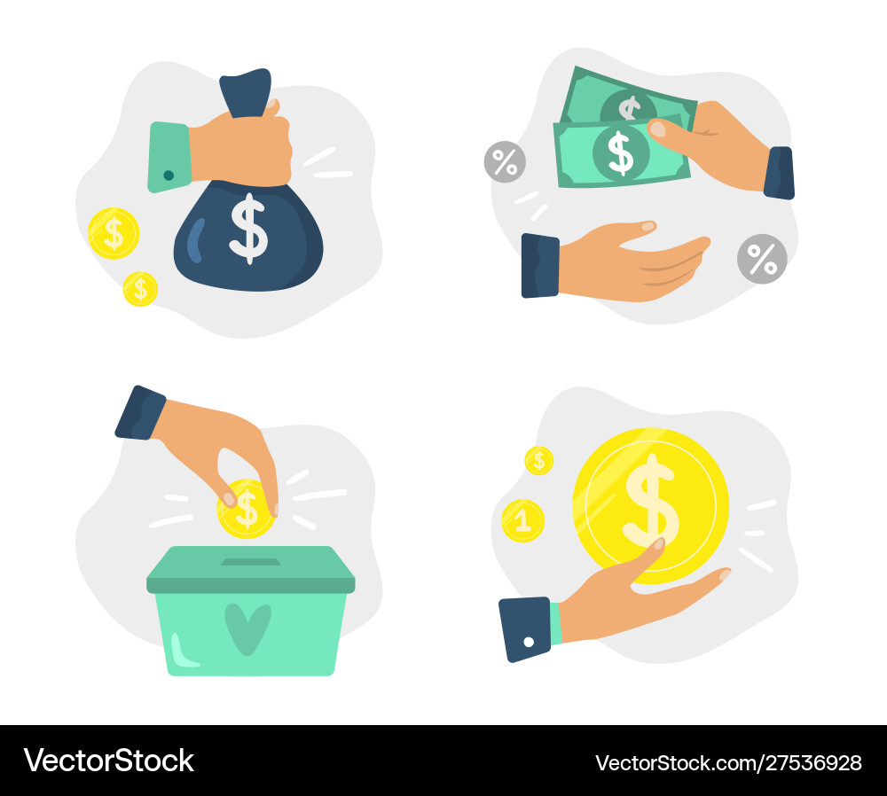 Money in hands finance investments donate Money in hands finance investments donate vector image