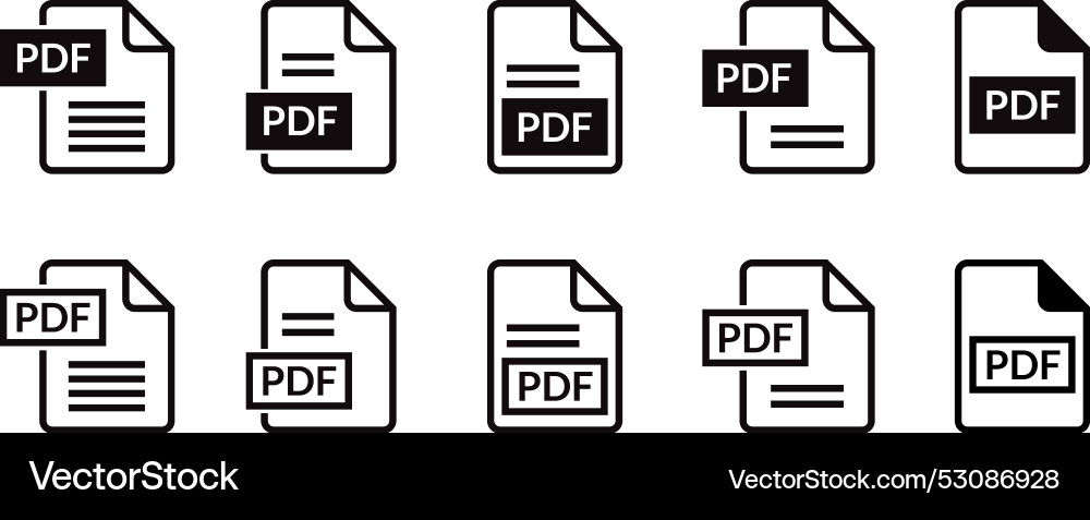 Pdf file formate symbols pdf document text Vector Image