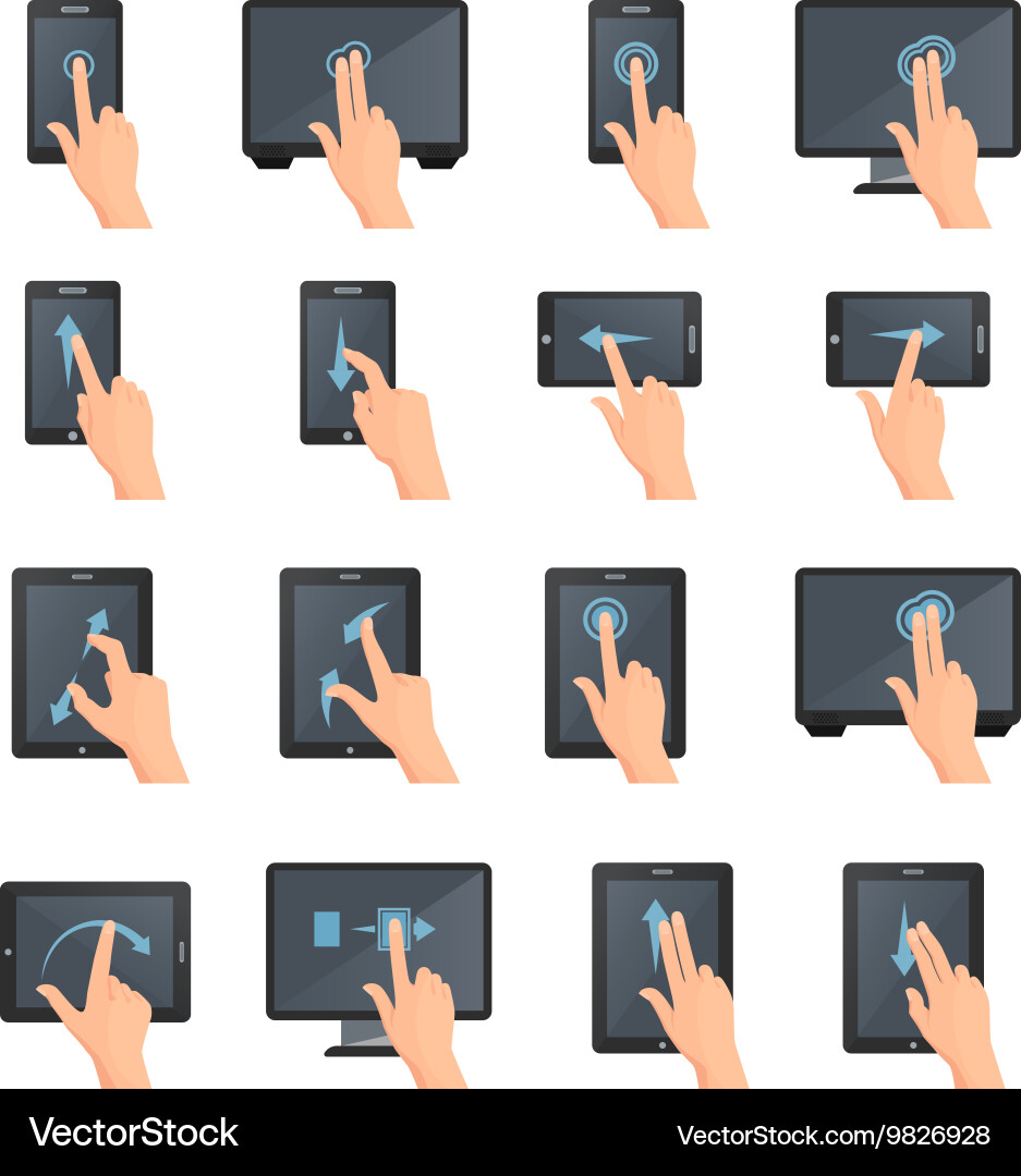 Touchscreen Interaction Icons vector image