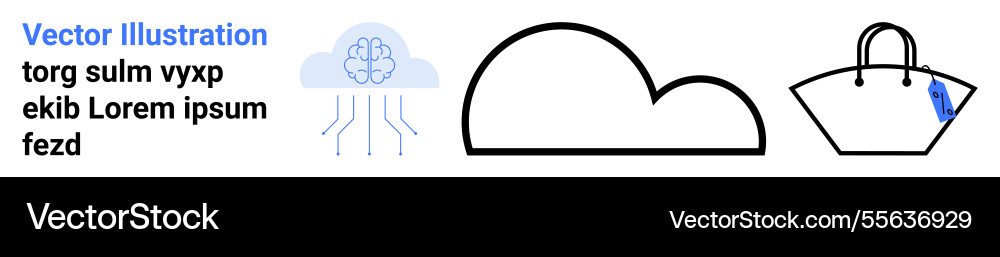 Abstract elements with cloud computing ai brain Abstract elements with cloud computing ai brain vector image