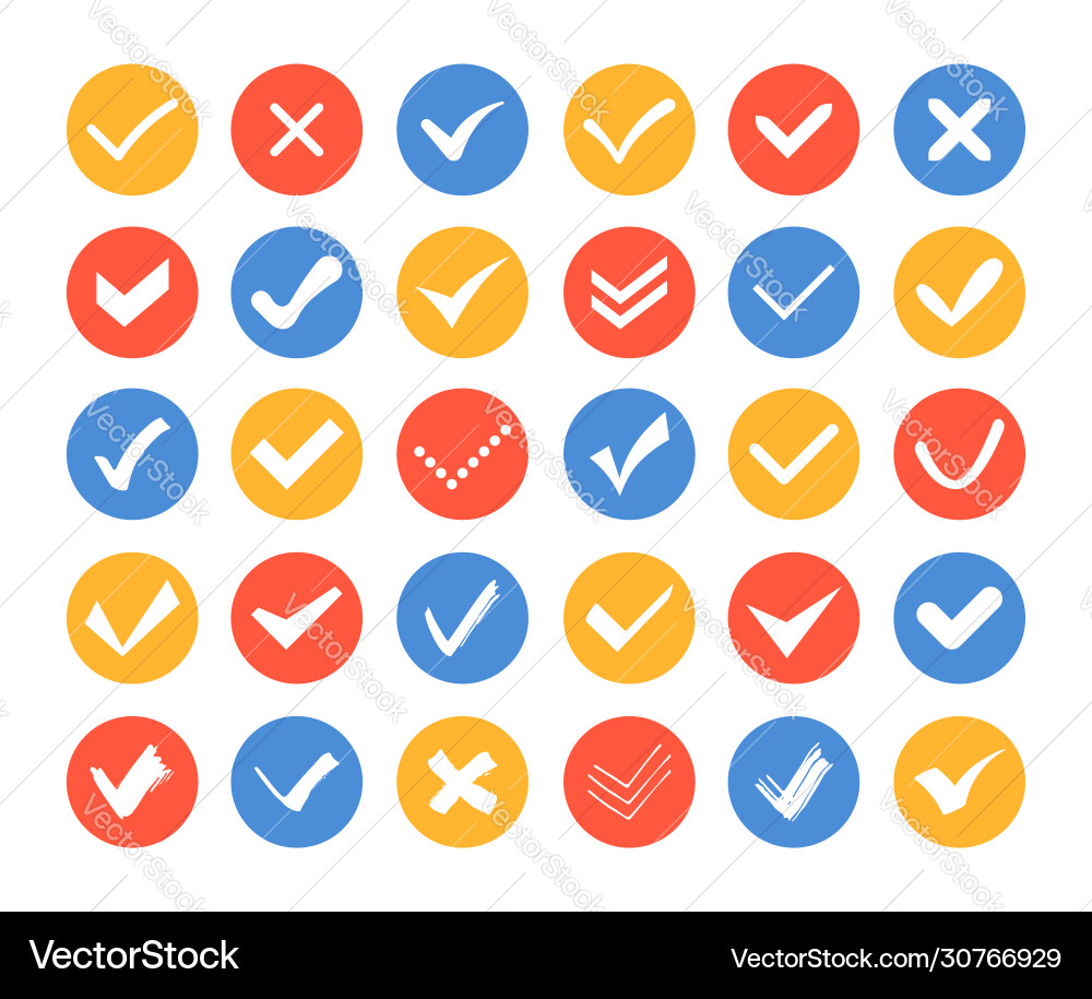 Check and Cross Marks Icons - Web Elements Vector Image