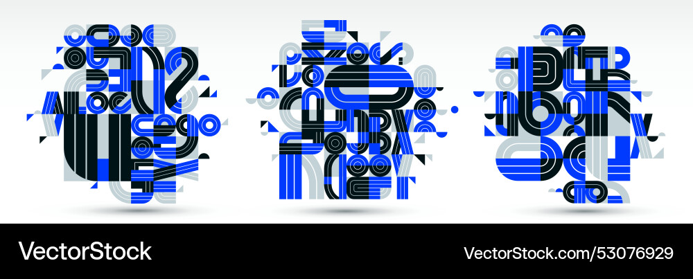 Dynamic messy abstract design compositions set Vector Image