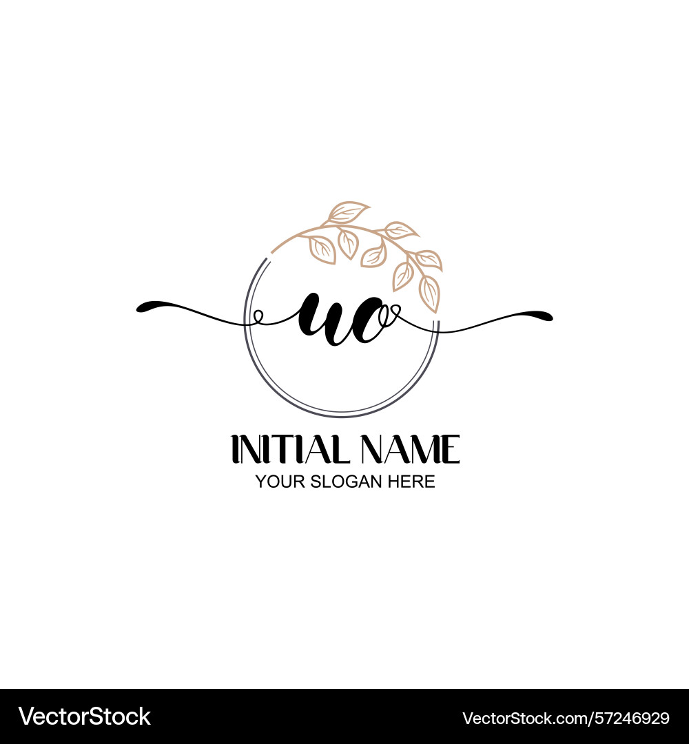 Elegant uo initial logo design with botanical Vector Image