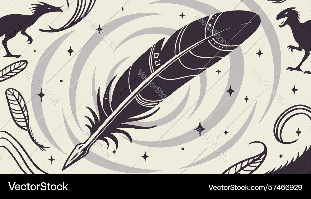 Feather in abstract swirl of energy with running Vector Image
