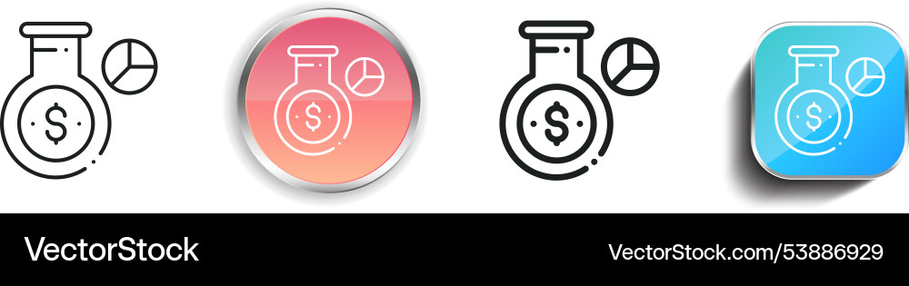 Flask icon thin linear regular and button style vector image