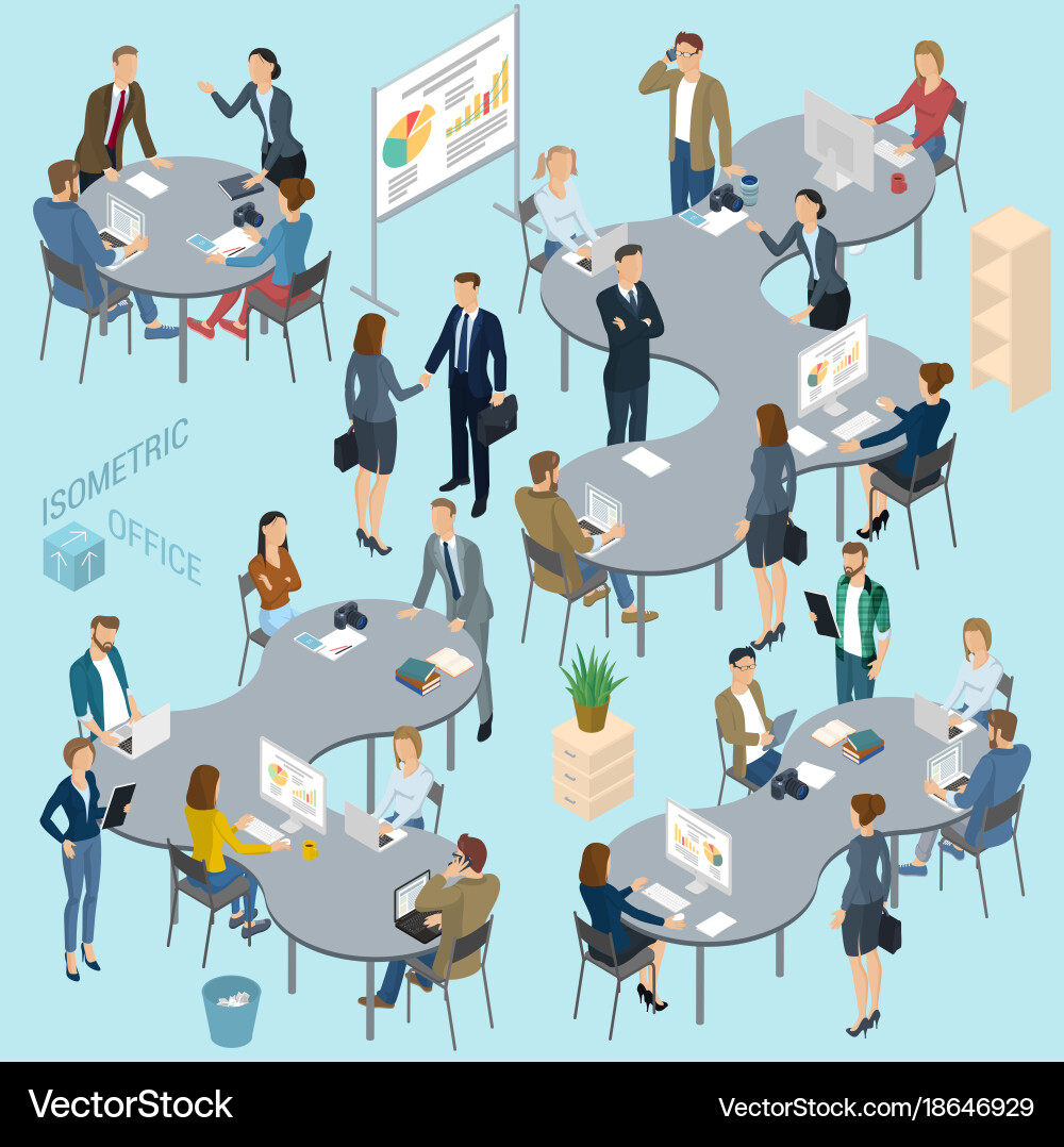 Isometric office Royalty Free Vector Image - VectorStock