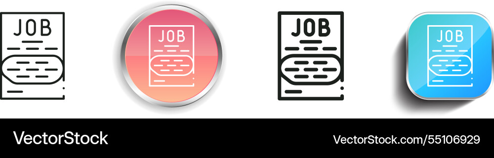 Job icon thin linear regular and button style vector image