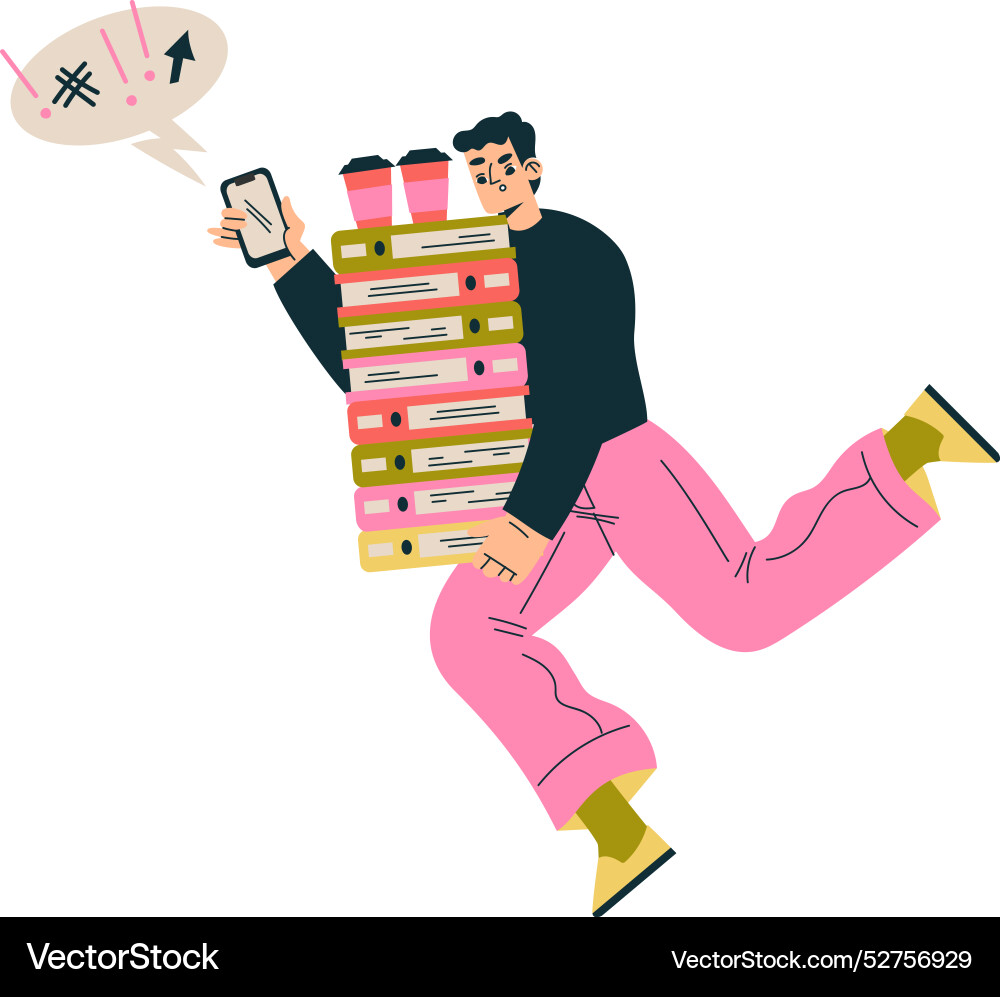 Multitasking man character doing multiple task Multitasking man character doing multiple task vector image