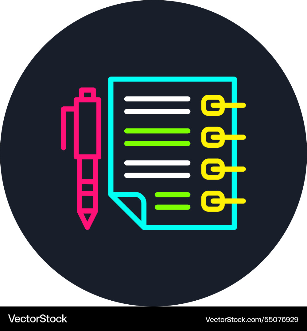 Notepad line multi color icon vector image