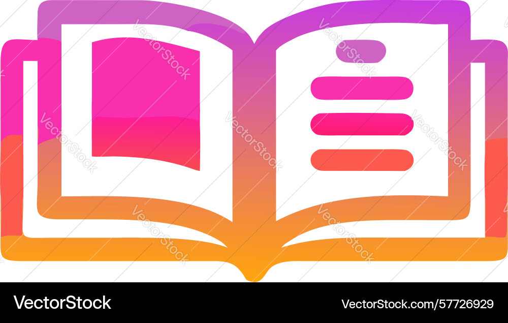 Open book icon with highlighted gradient section vector image