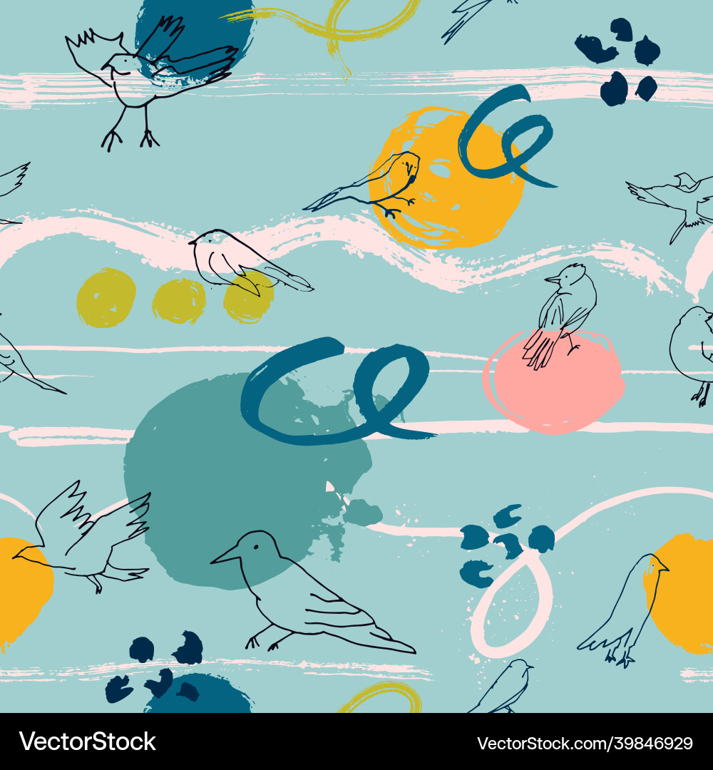 Seamless pattern with birds Vector Image