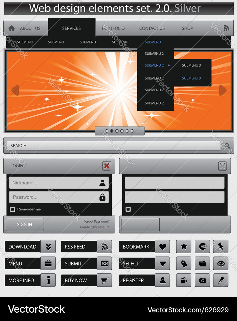 Web Elements & Icons Set Vector Image