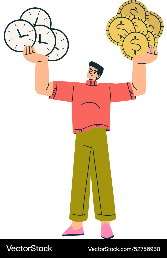 Multitasking man character doing multiple task Multitasking man character doing multiple task vector image