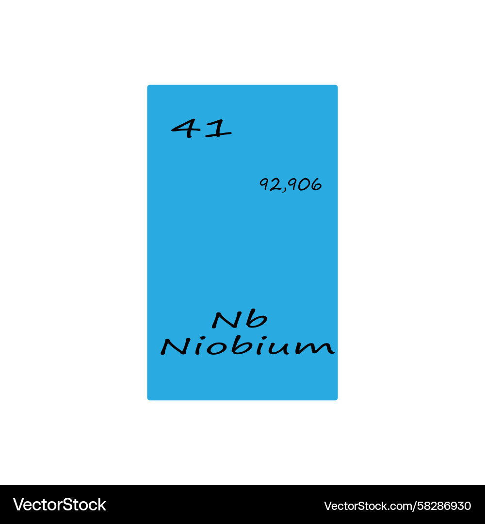Niobium Element Display - Number 92 Vector Image