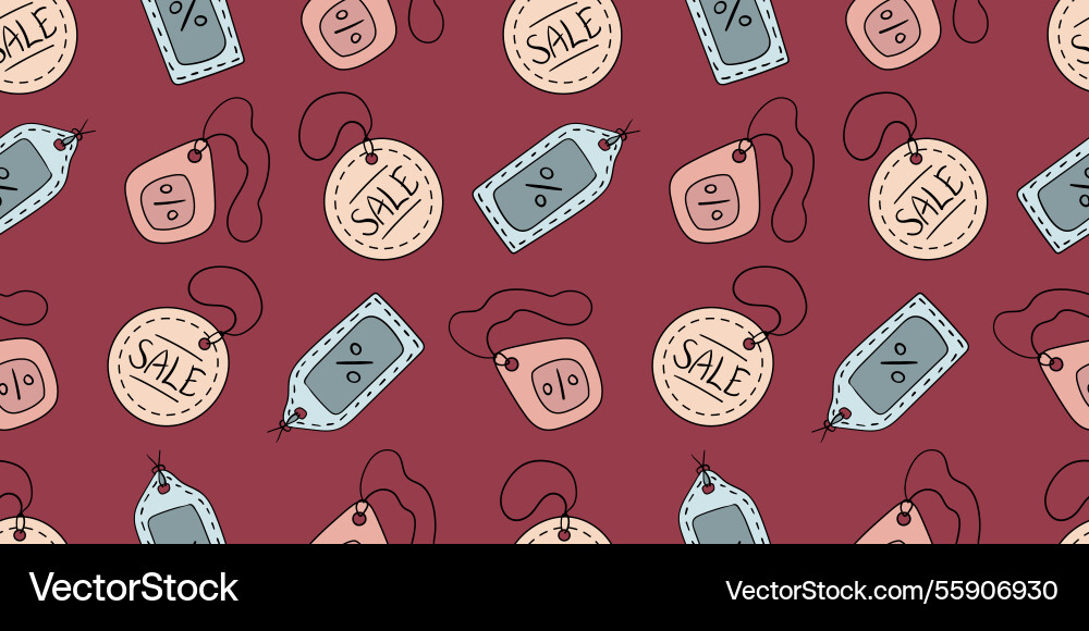 Seamless pattern with hanger price tag showing vector image