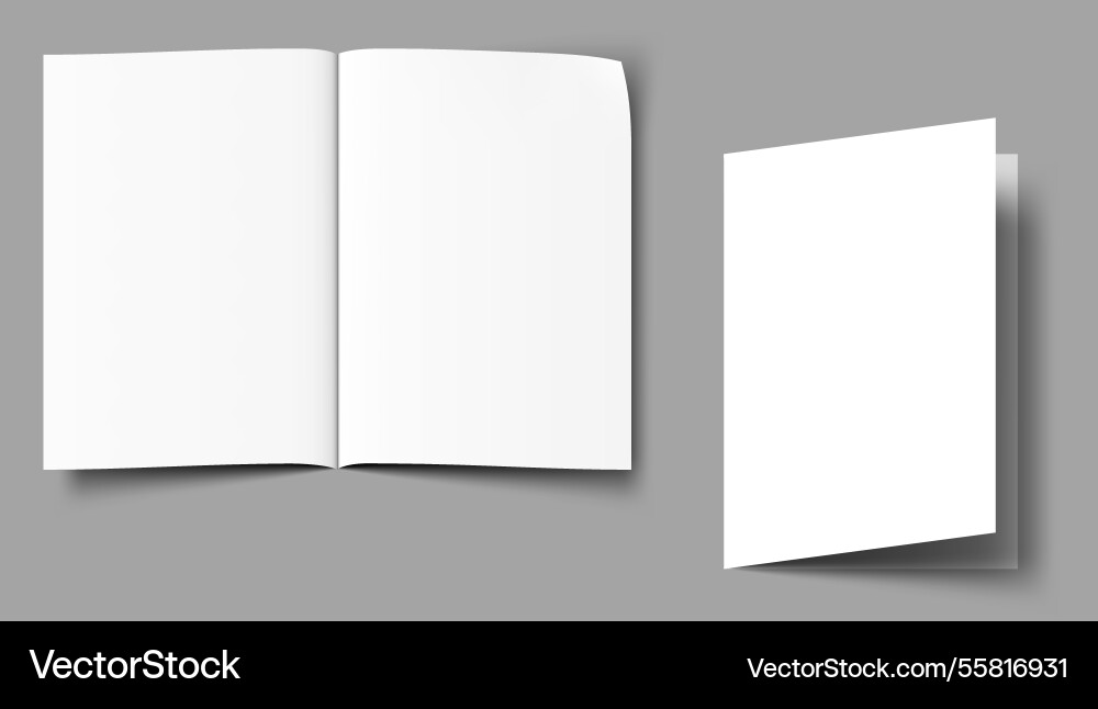 A5 a4 a3 blank half-folded brochure cover mockup A5 a4 a3 blank half-folded brochure cover mockup vector image