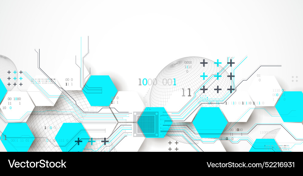 Abstract circuit board background with hexagons Abstract circuit board background with hexagons vector image