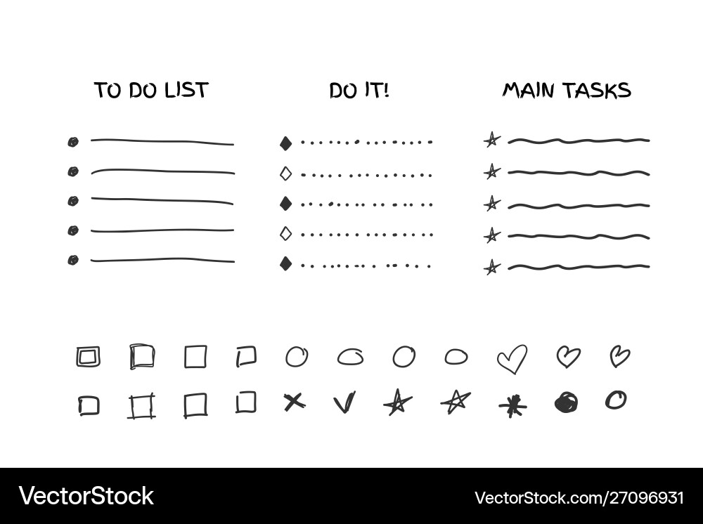 Check to do list bullet mark and box Check to do list bullet mark and box vector image