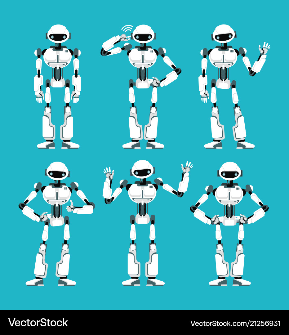 Cute Robot Spaceman - Diverse Poses vector image