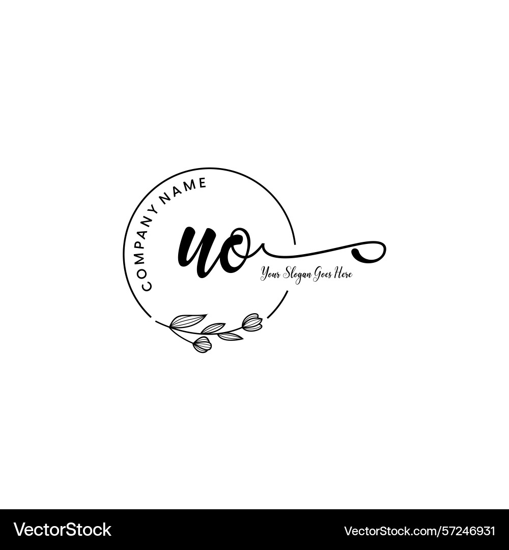 Elegant uo initial logo design with botanical Vector Image
