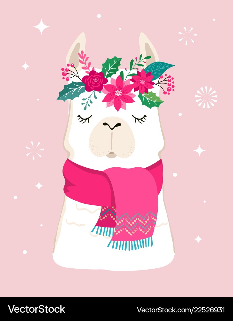 Llama winter cute design for nursery Llama winter cute design for nursery vector image