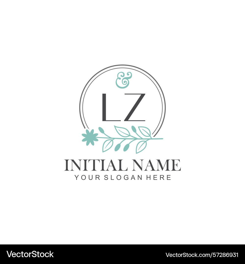 Lz initial logo templates with botanical elements Vector Image