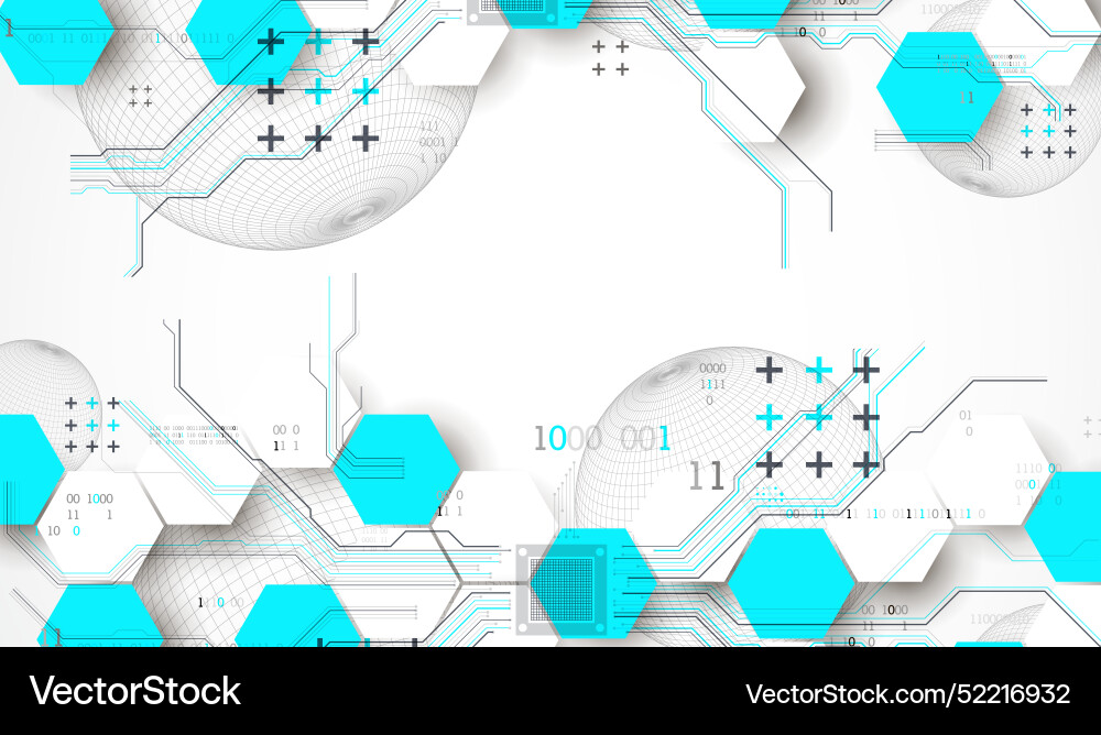 Abstract circuit board background with hexagons Abstract circuit board background with hexagons vector image