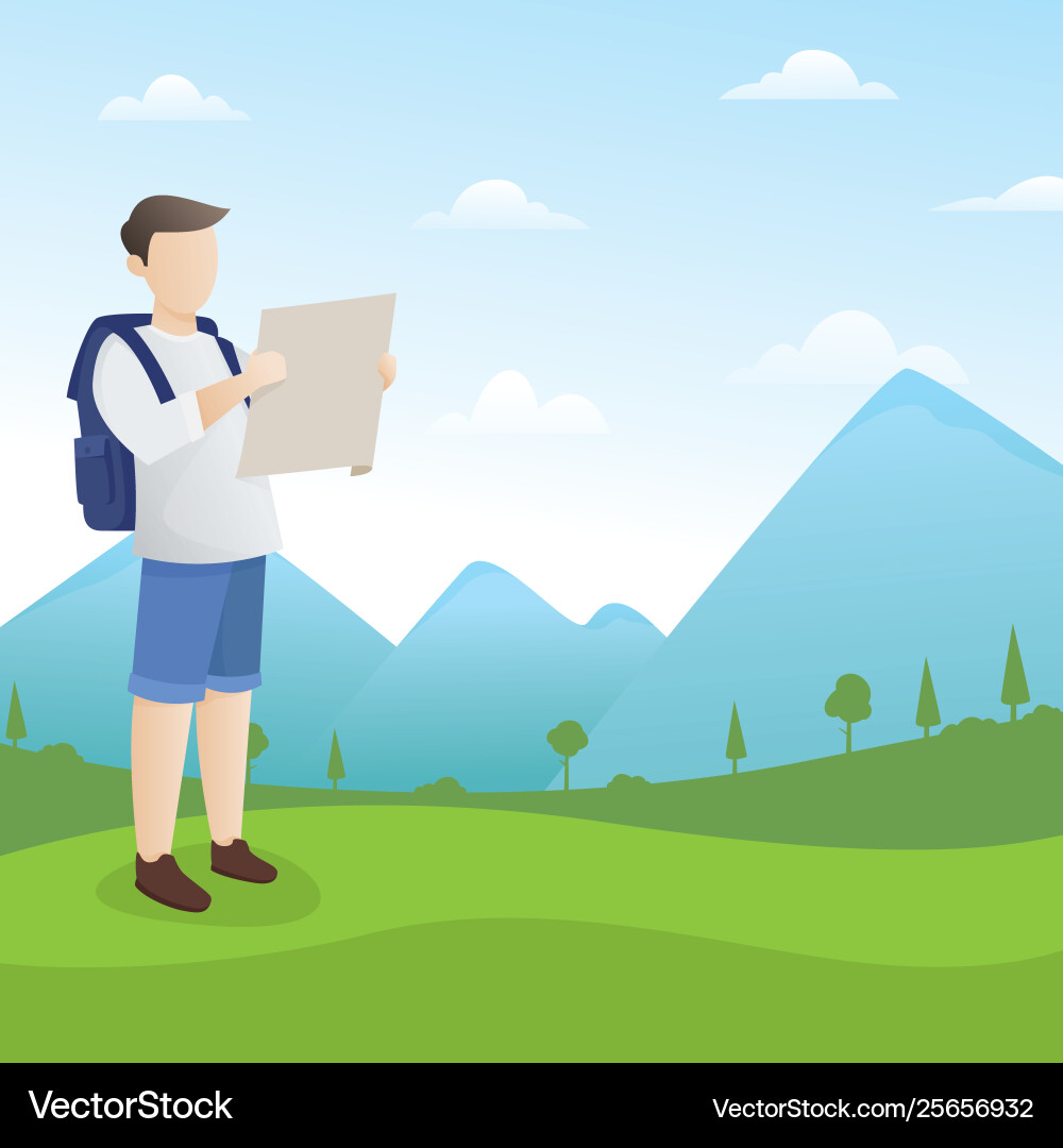 Backpacker with Map vector image