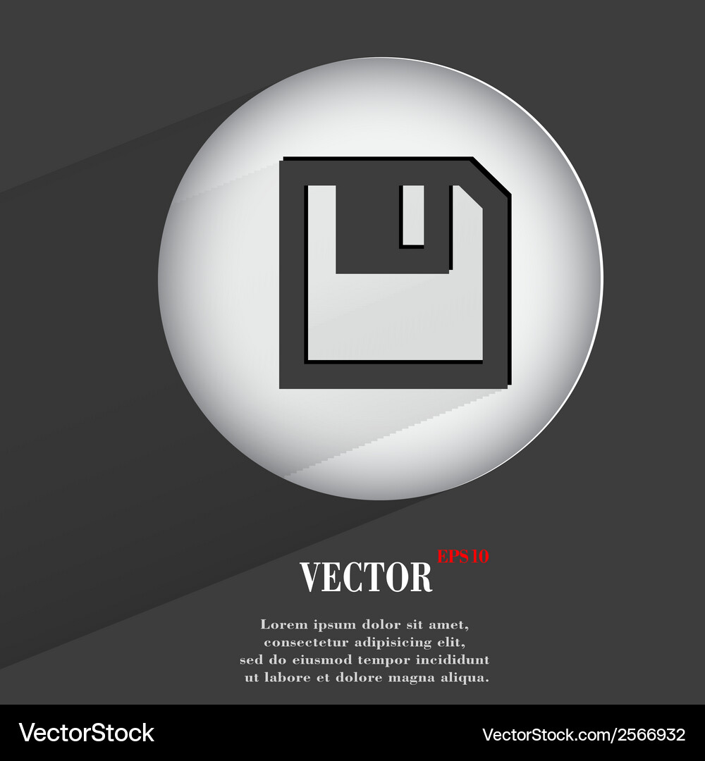 Floppy disk flat modern web button with long Vector Image