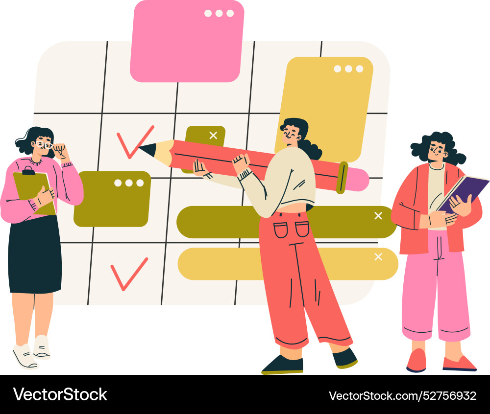 Multitasking woman character doing multiple task Vector Image