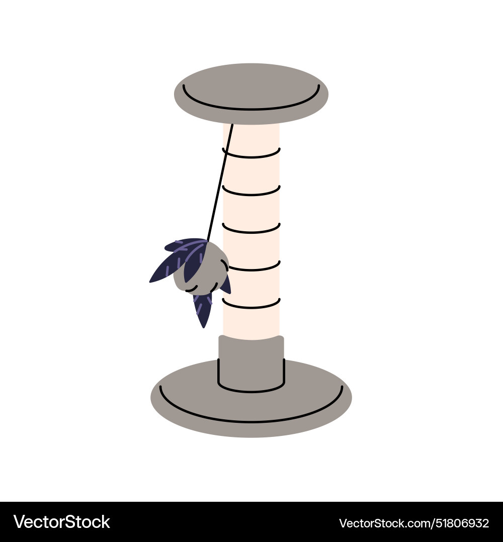 Scratching post with cat toy on string accessory Scratching post with cat toy on string accessory vector image