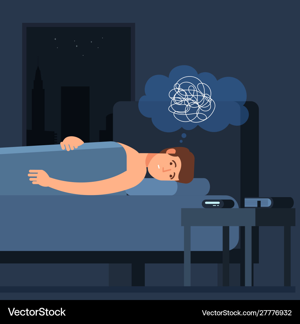Sleepy Man - Insomnia and Stress vector image