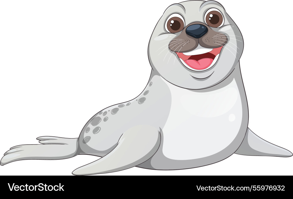 Smiling seal with playful expression and spots Smiling seal with playful expression and spots vector image