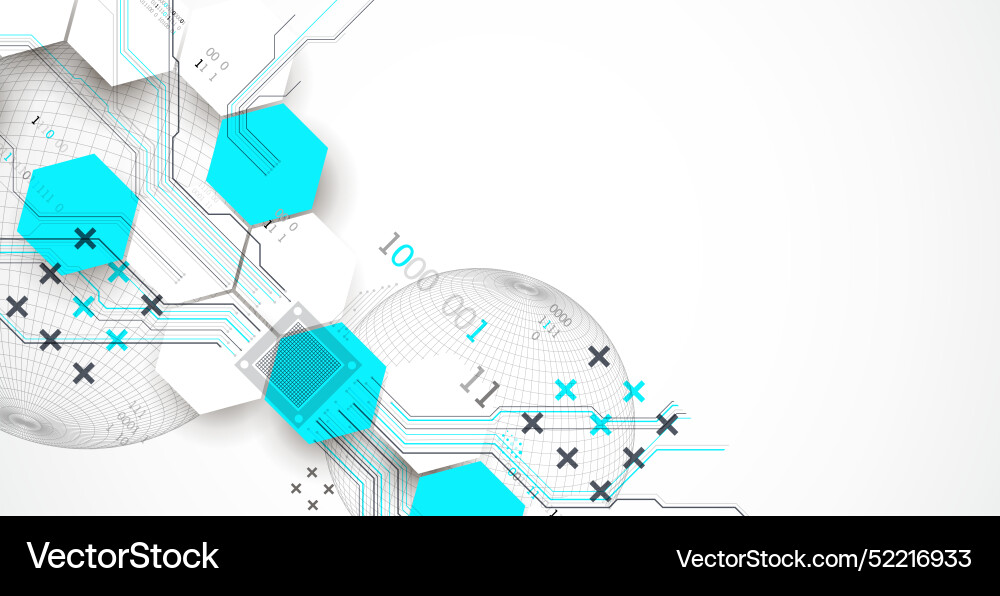 Abstract circuit board background with hexagons Abstract circuit board background with hexagons vector image