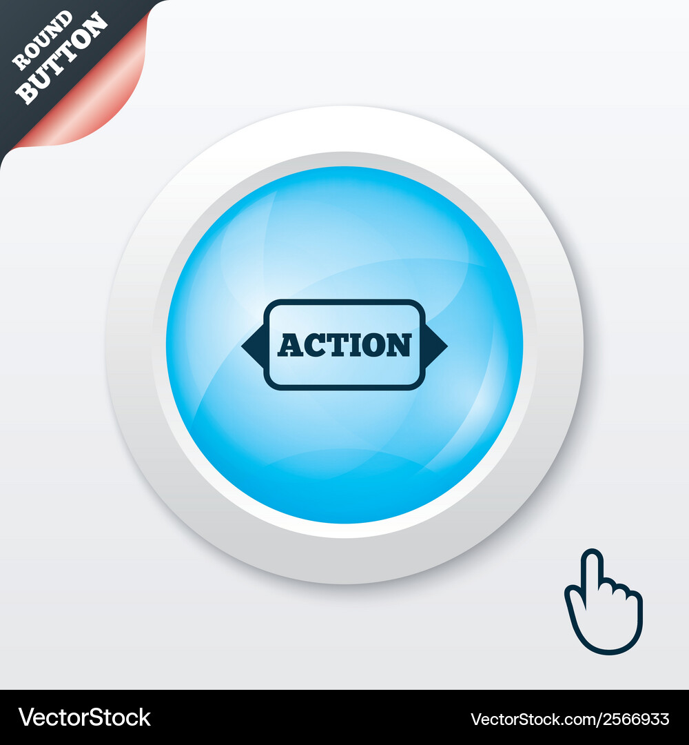 Action sign icon motivation button with arrow Vector Image
