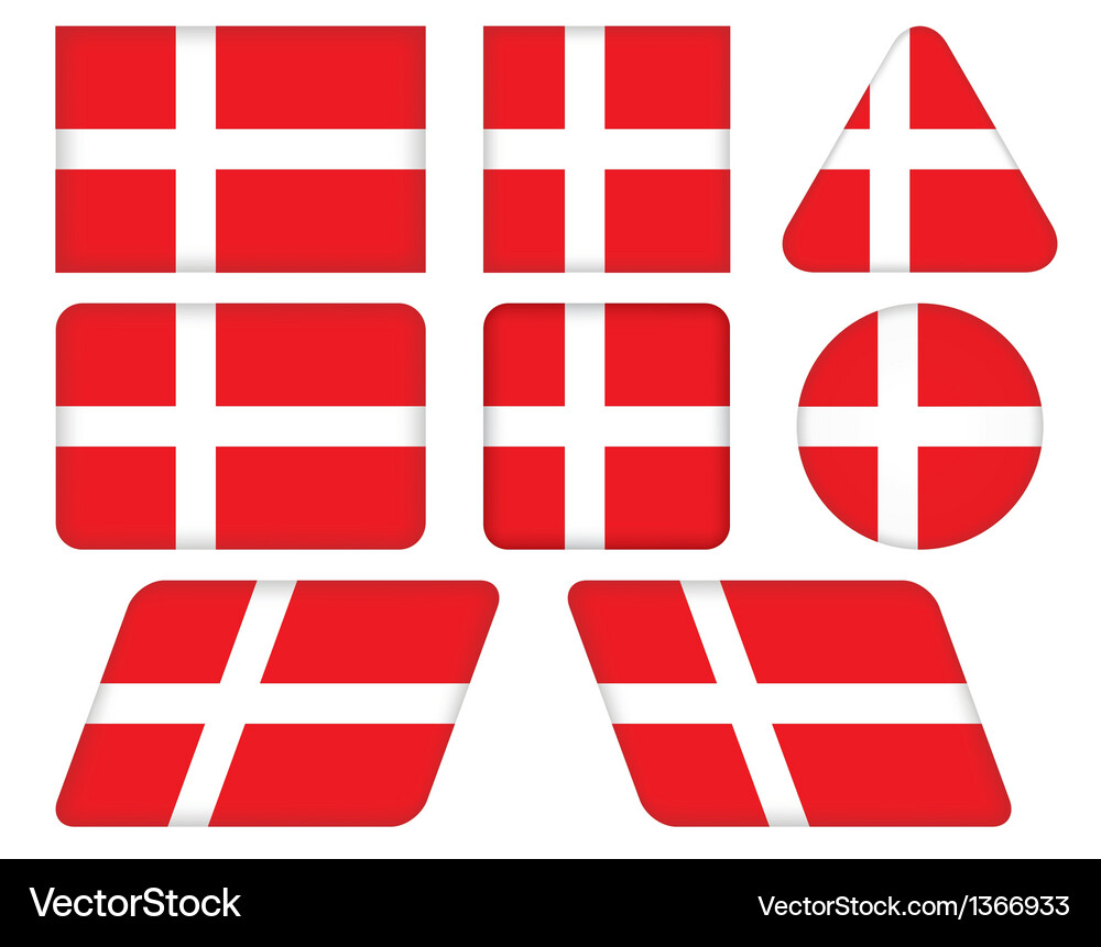 Buttons with flag of denmark Vector Image