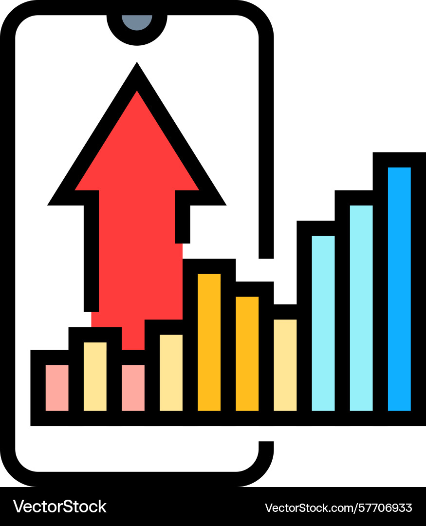Mobile phone usage surge color icon Vector Image