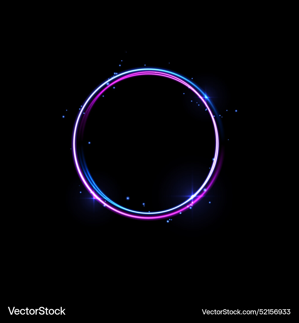 Neon glowing circle with particles Neon glowing circle with particles vector image