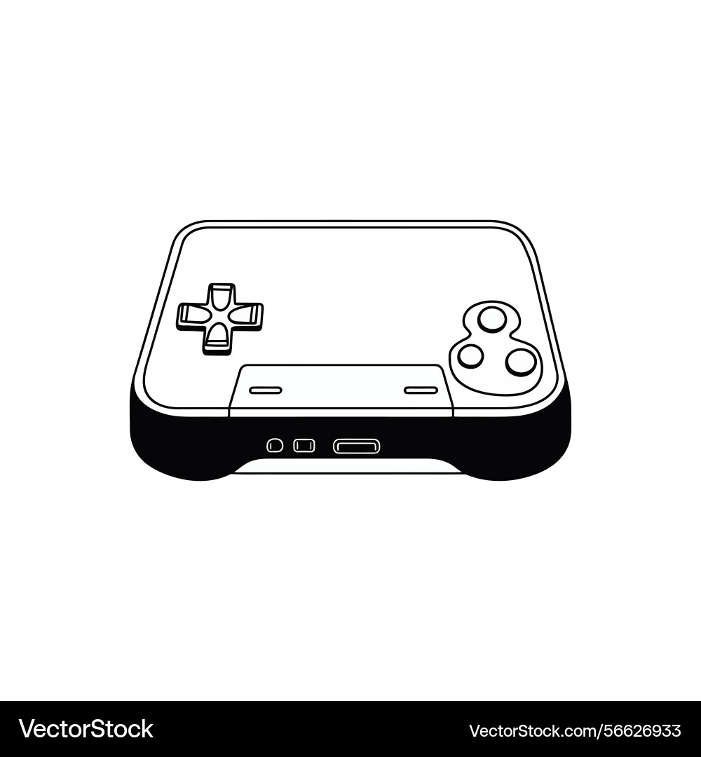 Outline console with dpad and three buttons Vector Image