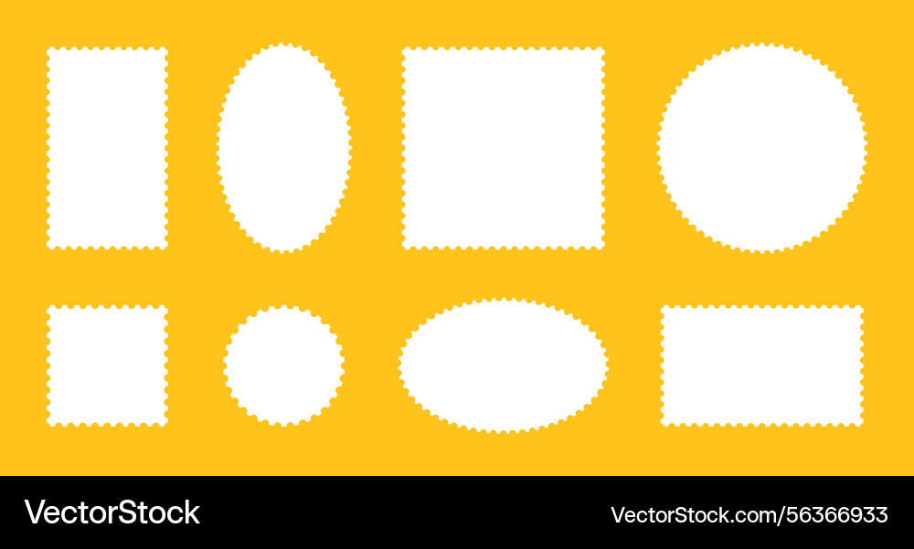 Set of postage stamp frames empty borders circle Set of postage stamp frames empty borders circle vector image